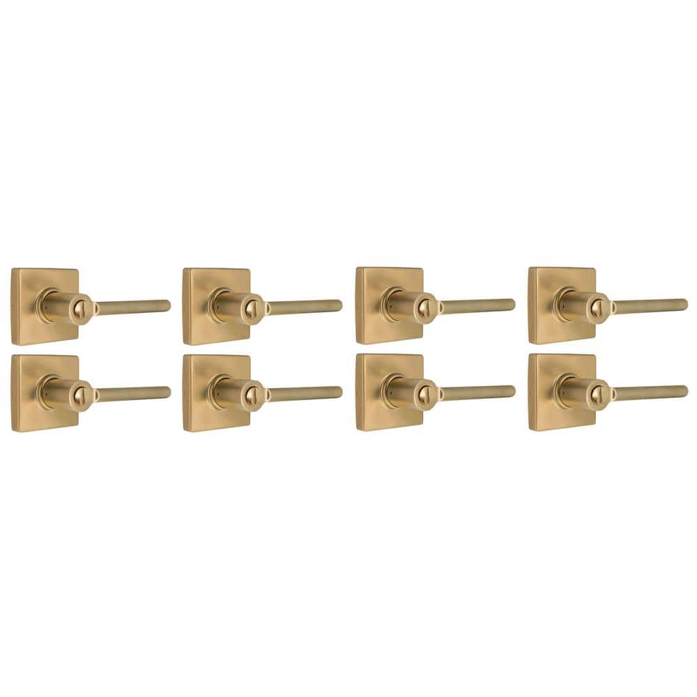 Tonebridge Brushed Gold Bed/Bath Door Lever with Square Rose 8-Pack