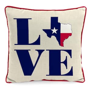 18 in. L x 18 in. W x 5 in. T Outdoor Throw Pillow in Love Texas