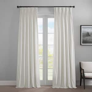 Pillow White Pleated Curtains Heritage Plush Velvet 25 in. W x 108 in. L Velvet Room Darkening Curtain (Single Panel)