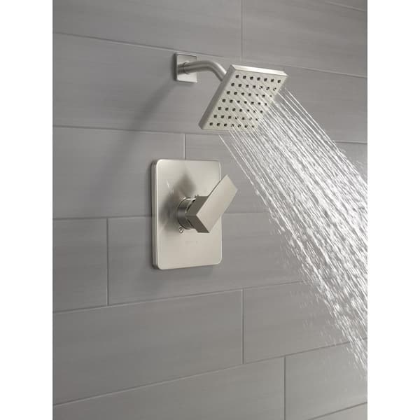 Modern Angular 1-Handle Wall Mount Shower Only Trim Kit in Stainless Steel (Valve Not Included)