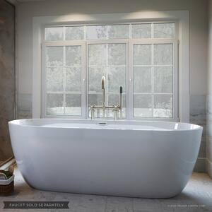 W-I-D-E Series Woodside 71 in. Acrylic Oval Freestanding Bathtub in White, with Drain