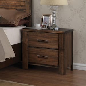 Merrilee 2-Drawer Oak Nightstand 25 in. H x 16 in. W x 26 in. D