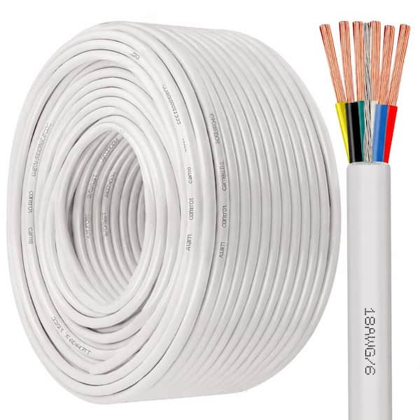 200 ft. 18/6 18 AWG White CL3P Plenum Stranded Pure Copper Shielded Security Alarm Control Wire