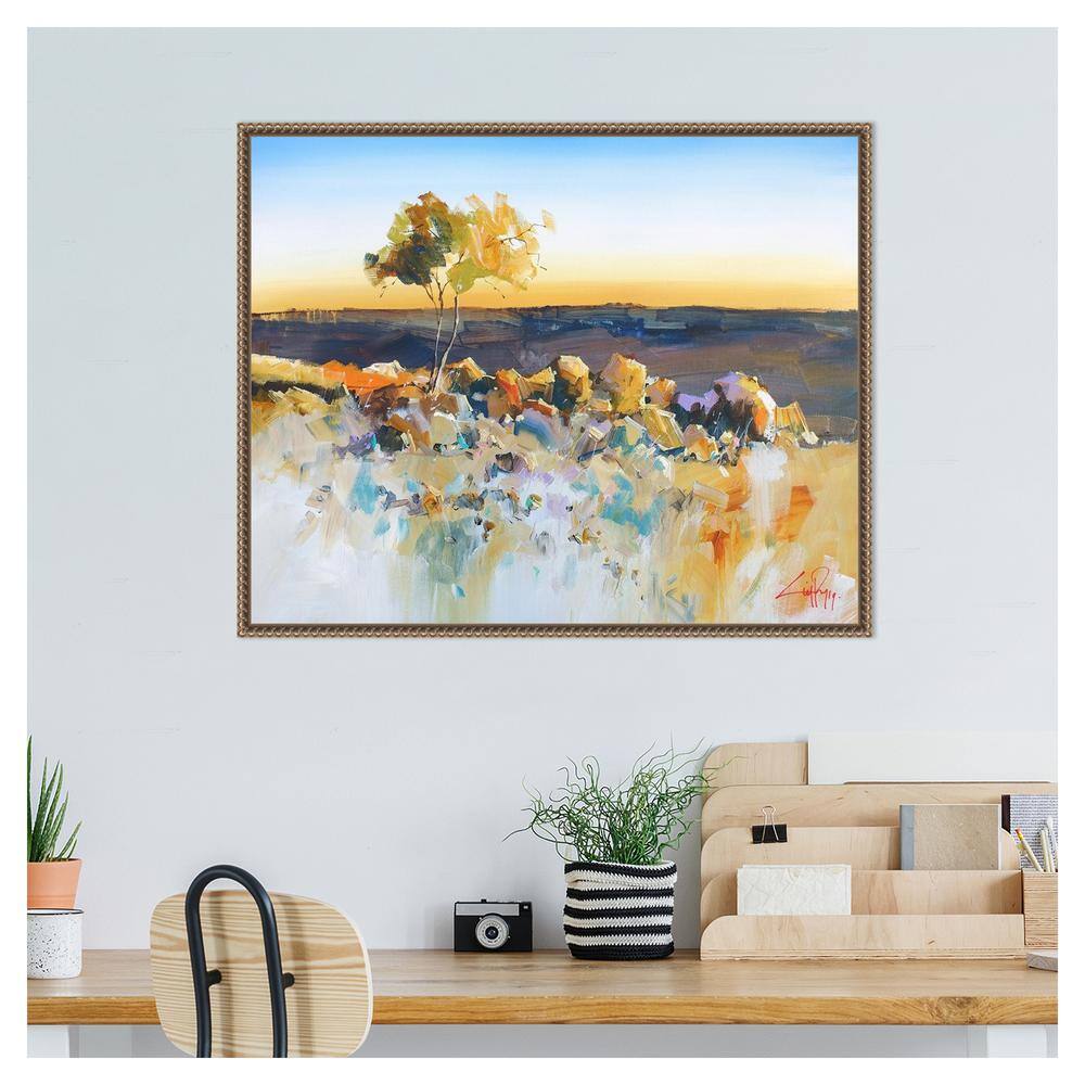 Silverton View Trees Abstract Landscape Canvas with Bronze Frame