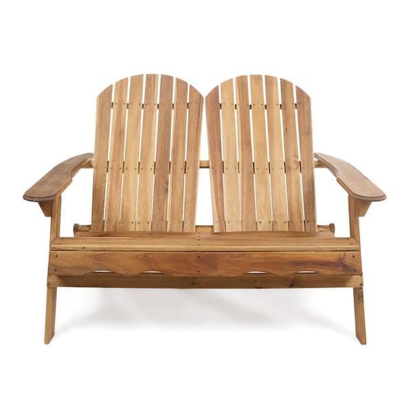 2-Person Classic Natural Wood Adirondack Chair with Hand Crafted Details