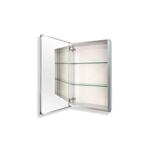 15 in. W x 26 in. H Rectangular Aluminum Medicine Cabinet with Mirror, Left Open Door and Adjustable Shelves
