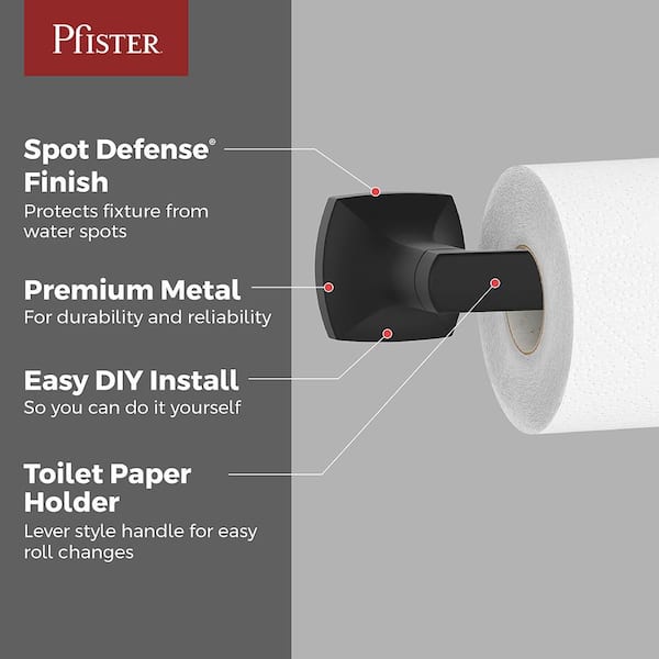 Vaneri Wall Mount Double Post Pivot Toilet Paper Holder in Matte Black