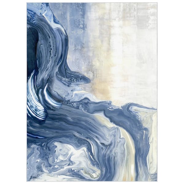 Blue 8' x 10' Vulcanic Explosion Washable Abstract Art Area Rug Power-loomed Heavenly Softness with Non-Slipping Backing