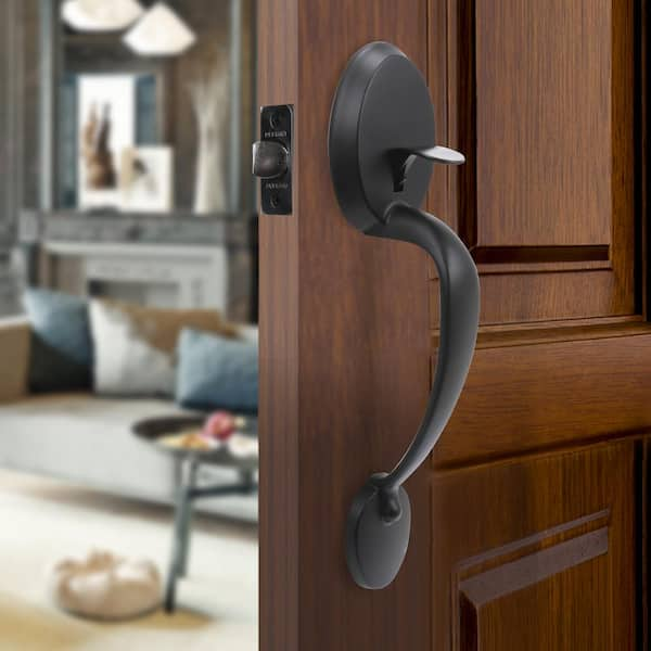 Defiant Castle Satin Nickel Entrance Door Handleset with Hartford Interior  Knob HWX2G3 - The Home Depot