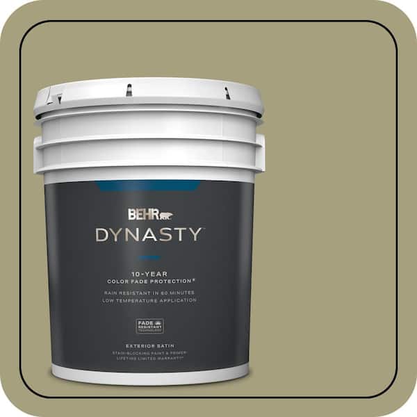 5 Gal. #S350-4A Dried Rosemary Satin Enamel Exterior Stain-Blocking Paint and Primer
