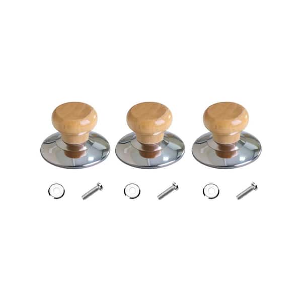 3-Pack Universal Wood Knob Pot Lid Replacement Set Heat-Resistant Handles for Slow Cooker Skillet Pan Covers