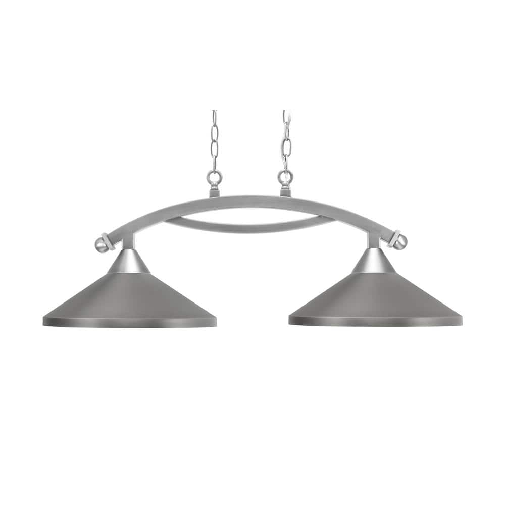 Bridgewater 2 Light Brushed Nickel Linear Chandelier, Any room with 14 in. 
