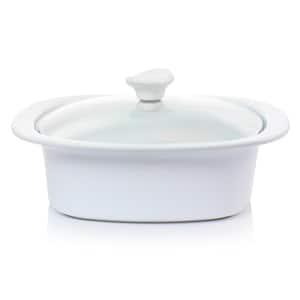 Gracious Dining 1.9 qt. Stoneware Casserole in White with Glass Lid