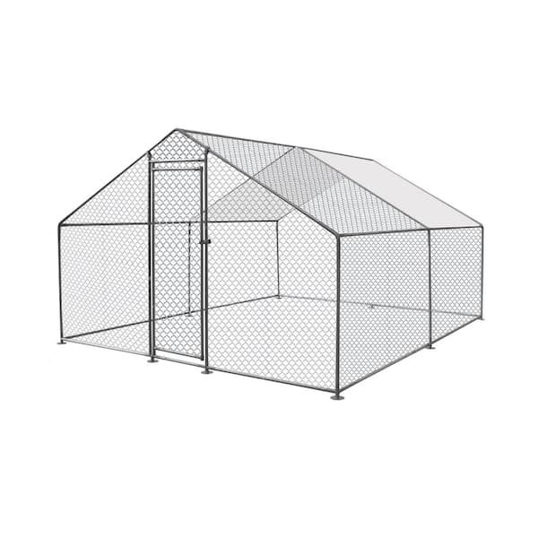 Tidoin 156 in. W x 120 in. D x 78.7 in. H Metal In-Ground Chicken Coop with 1-Door and Sharp Top