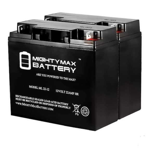 MIGHTY MAX BATTERY 12-Volt 22 Ah SLA (Sealed Lead Acid) AGM Type Replacement Battery for Mobility and UPS Systems (2-Pack)