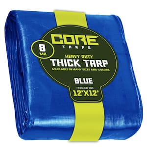 12 ft. x 12 ft. Blue 8 Mil Heavy Duty Polyethylene Tarp, Waterproof, UV Resistant, Rip and Tear Proof