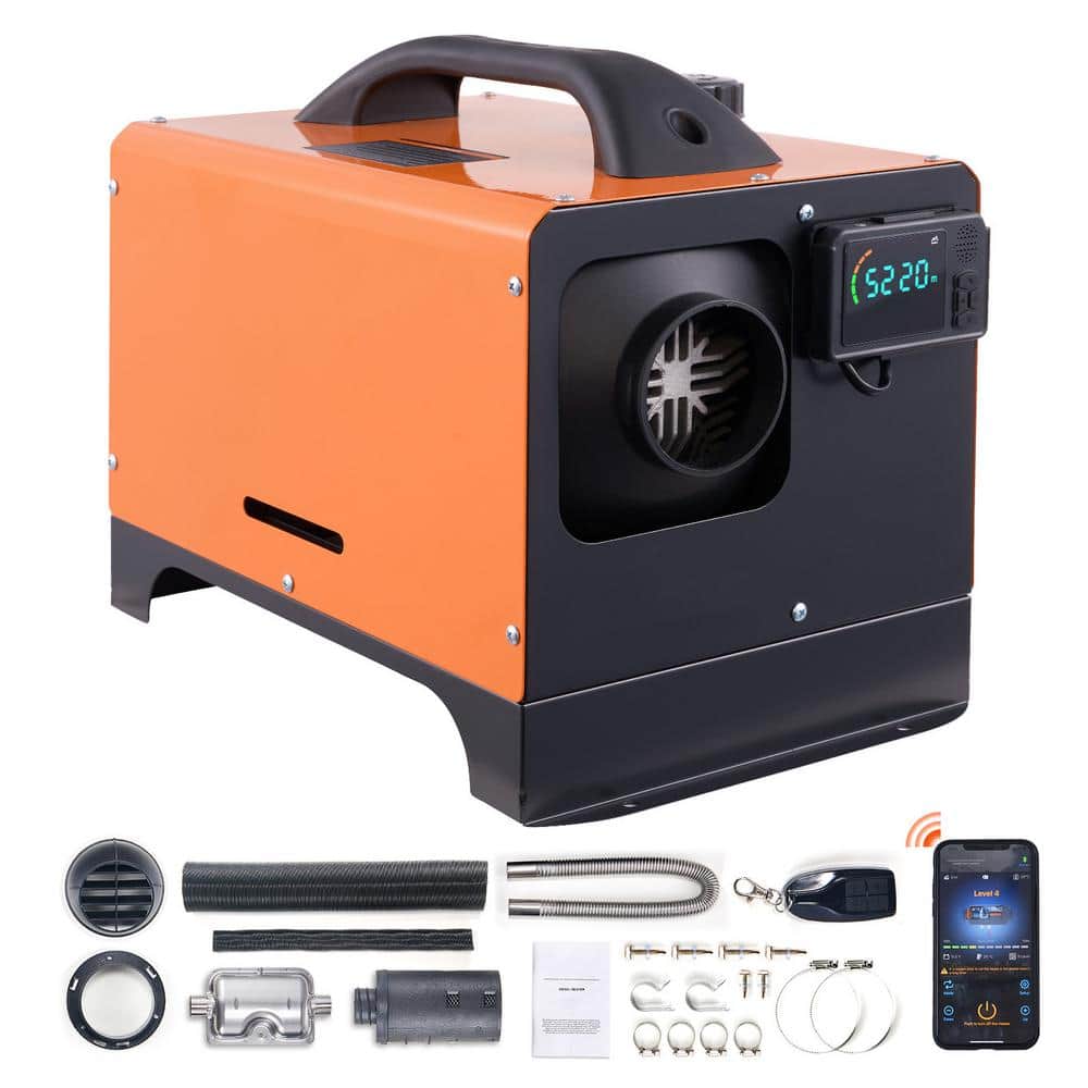 VEVOR Diesel Air Heater All-in-one 27,296 BTU 12V Diesel Heater 8KW w/Bluetooth App LCD Portable Other Fuel Type Space Heater, Orange -  bJVBDy54SKqTnU4