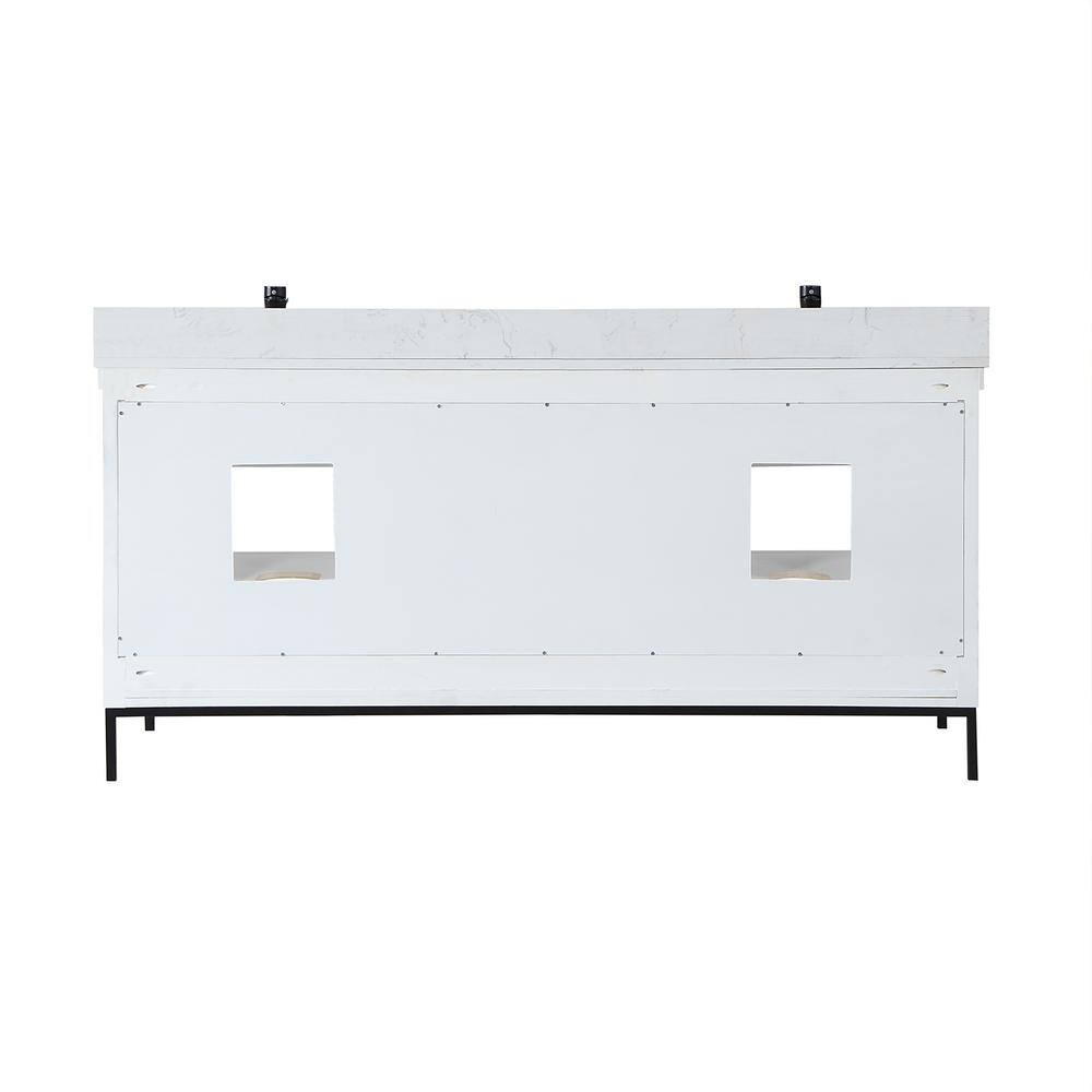 Kesia 72" Minimalist Double Bathroom Vanity with Carrara White Top