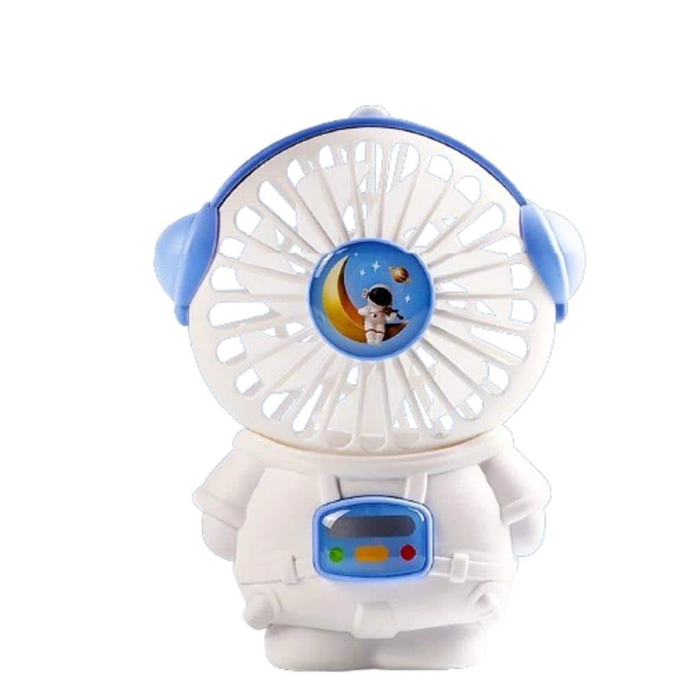 Cartoon Design USB Battery Operated 3 in. 1 Fan Speeds Desk Fan in White wi