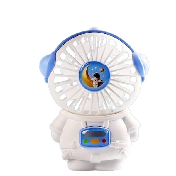Adrinfly Cartoon Design USB Battery Operated 3 in. 1 Fan Speeds Desk Fan in White with Night Light, Cool Wind and Low Noise