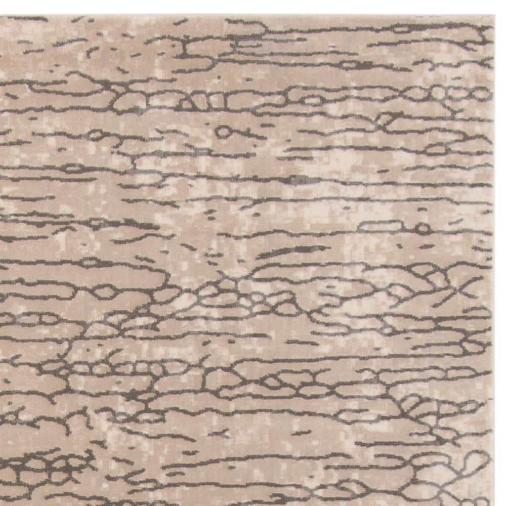 Abstract Meadow Chic 9' x 12' Beige Synthetic Area Rug