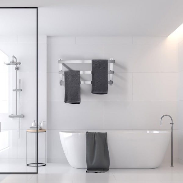 24 in. Wall Mount Stainless Steel 3-Tier Bathroom Towel Rack Towel Rod Holder in Brushed Nickel