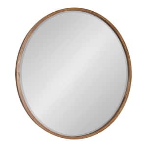 McLean 34.00 in. W x 34.00 in. H Rustic Brown Round Mid-Century Framed Decorative Wall Mirror