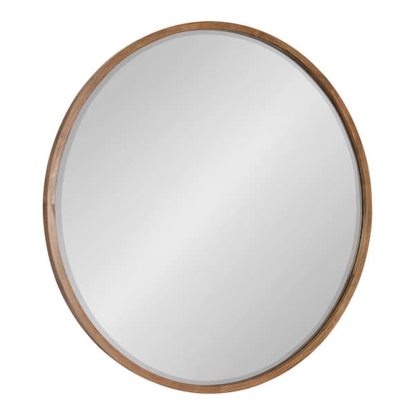 Kate and Laurel McLean 34.00 in. W x 34.00 in. H Rustic Brown Round Mid-Century Framed Decorative Wall Mirror