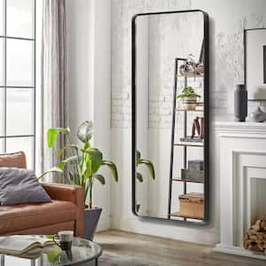 28 in. W x 71 in. H Full Length Deep Frame Wall Mirror with Rounded Corners in Black