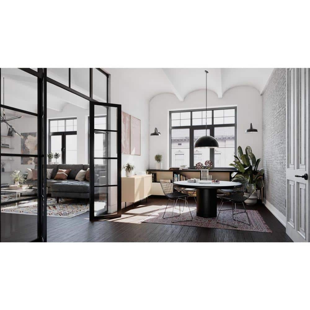 Matte Black and Nickel Glass Bowl Pendant Light