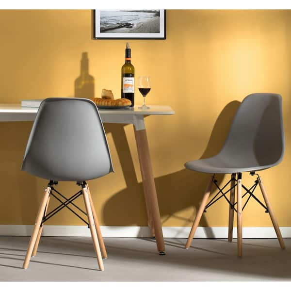 FABULAXE Modern Upholstered Plastic Multicolor Fabric Patchwork DSW Shell  Dining Chair with Wooden Dowel Eiffel Legs (Set of 4) QI003747.4 - The Home  Depot