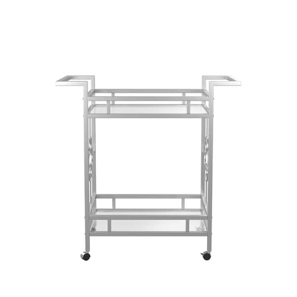 Furniture of America Poloso 2-Shelf Chrome Serving Cart