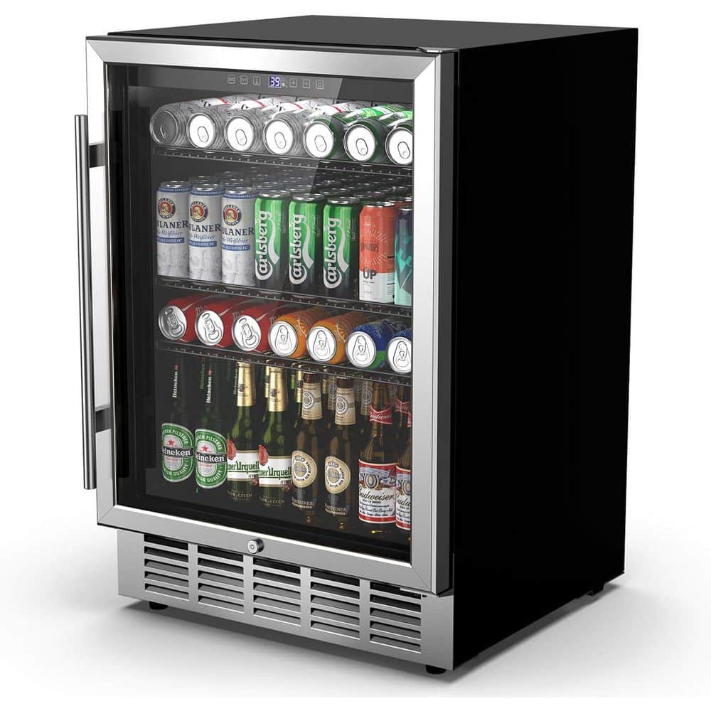 24 in. Single Zone 190-Wine Bottles and 190-Cans Beverage and Wine Cooler Wine Cooler in Stainless Steel Black price history on PriceWatchPro