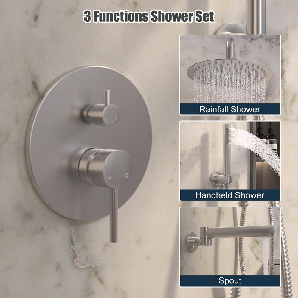 Brushed Nickel Dual Function Rain Shower System with Handheld