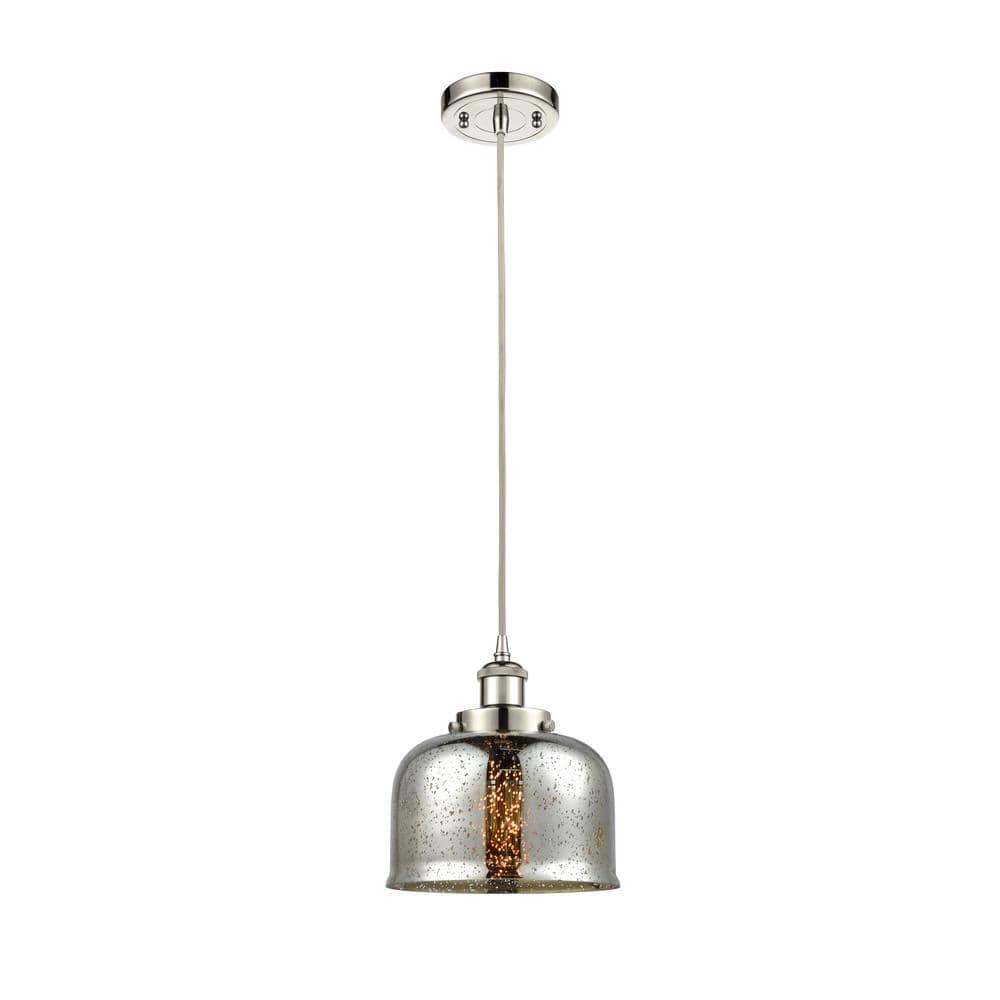 Polished Nickel Mini Pendant with Glass Shade