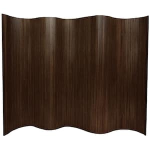 6 ft. Dark Mocha Bamboo Wave 1-Panel Room Divider