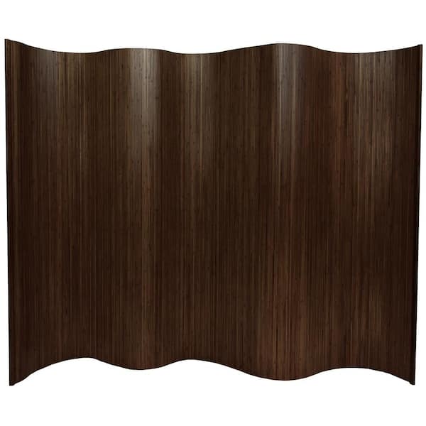 Oriental Furniture 6 ft. Dark Mocha Bamboo Wave 1-Panel Room Divider