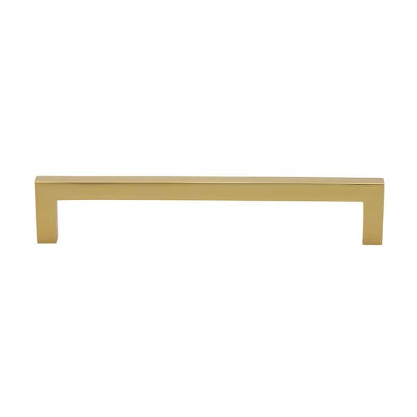 GlideRite 6-1/4 in. Brass Gold Solid Square Slim Cabinet Bar Pull (10-Pack)