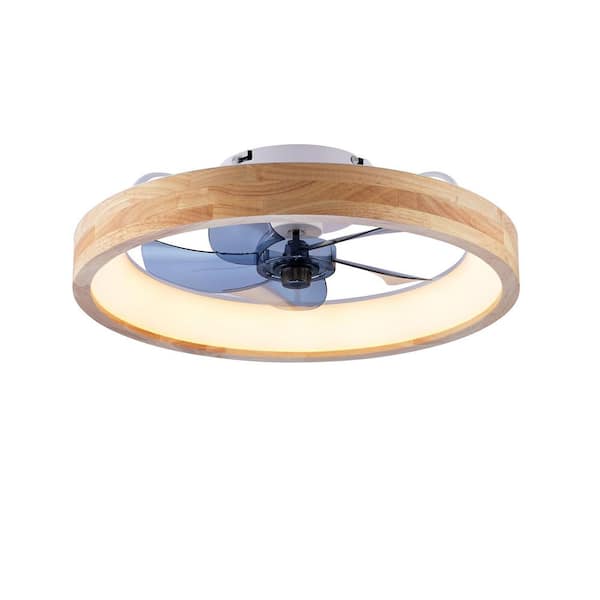 20 in. Matte White LED Flush Mount Caged Ceiling Fan with Remote Control