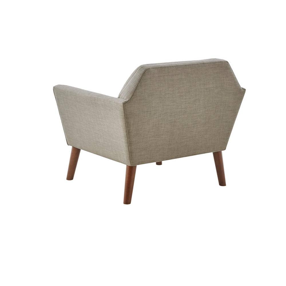 Mid-Century Modern Light Grey Wood Accent Lounge Chair