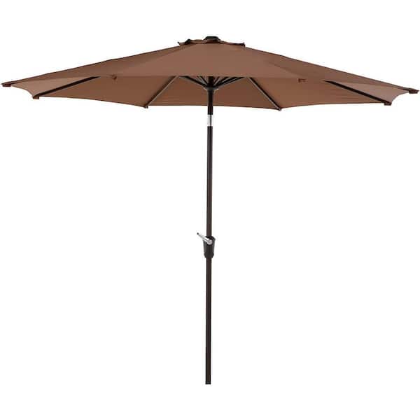 Sudzendf 9 ft. Steel Market Patio Umbrella in Coffee with 8 Ribs