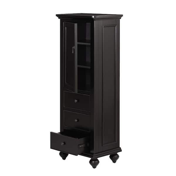 Home Decorators Collection Newport 20 in. W x 52-1/4 in. H x 14 in. D Bathroom Linen Storage Floor Cabinet in Black