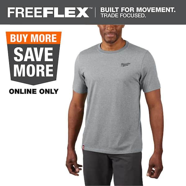 Men's Medium Gray Cotton/Polyester Short-Sleeve Hybrid Work T-Shirt