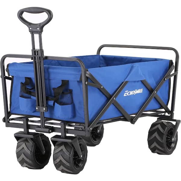 Cesicia 7 cu. ft. Blue Metal Folding Garden Cart Campers