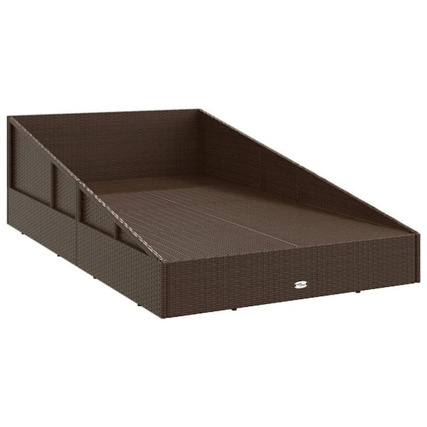 Brown Metal Garden Outdoor Day Bed with White Polyester Cushions