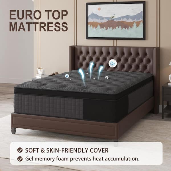 King Medium Firm Gel Memory Foam 14 in. Hybrid Mattress Euro Top Individually Wrapped Innerspring Bed-in-a-Box Mattress