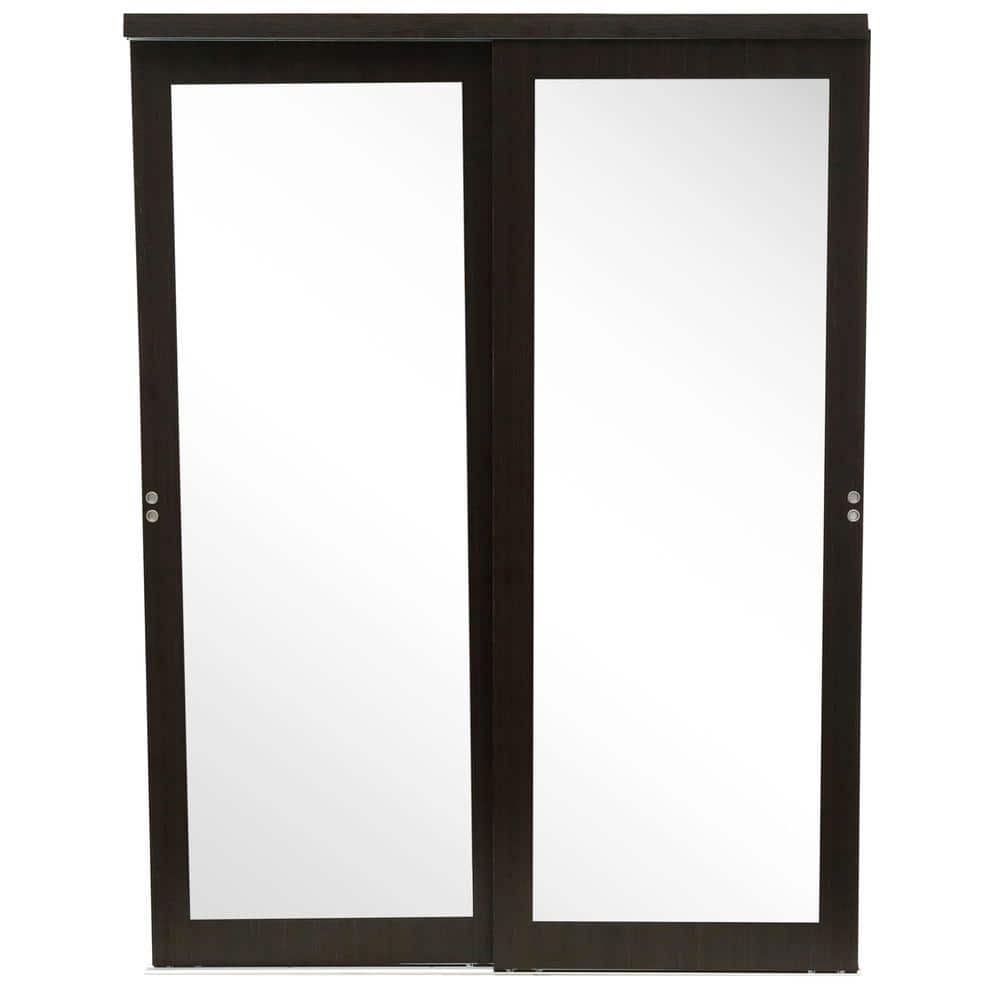 Impact Plus 48 in. x 80 in. Mir-Mel Mirror Solid Core Espresso MDF