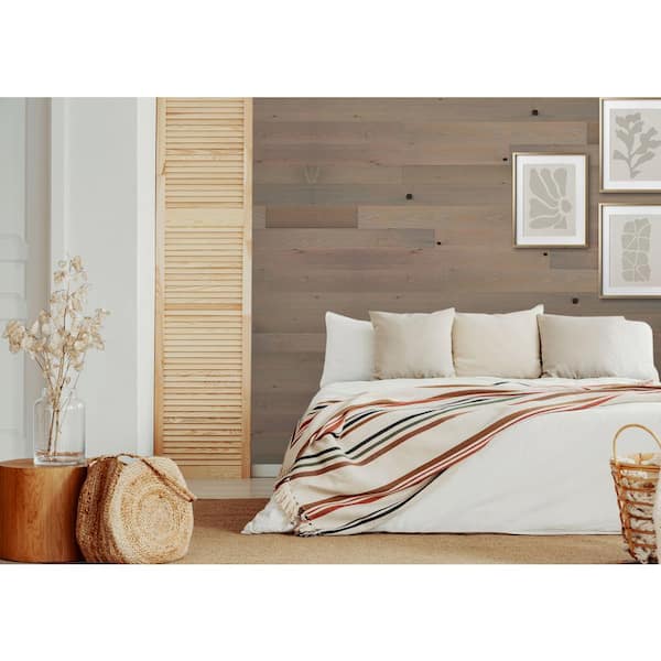 Timberchic 1/8 in. x 4 in. x 12-42 in. Peel and Stick Gray Wooden Decorative Wall Paneling (20 sq. ft./Box)