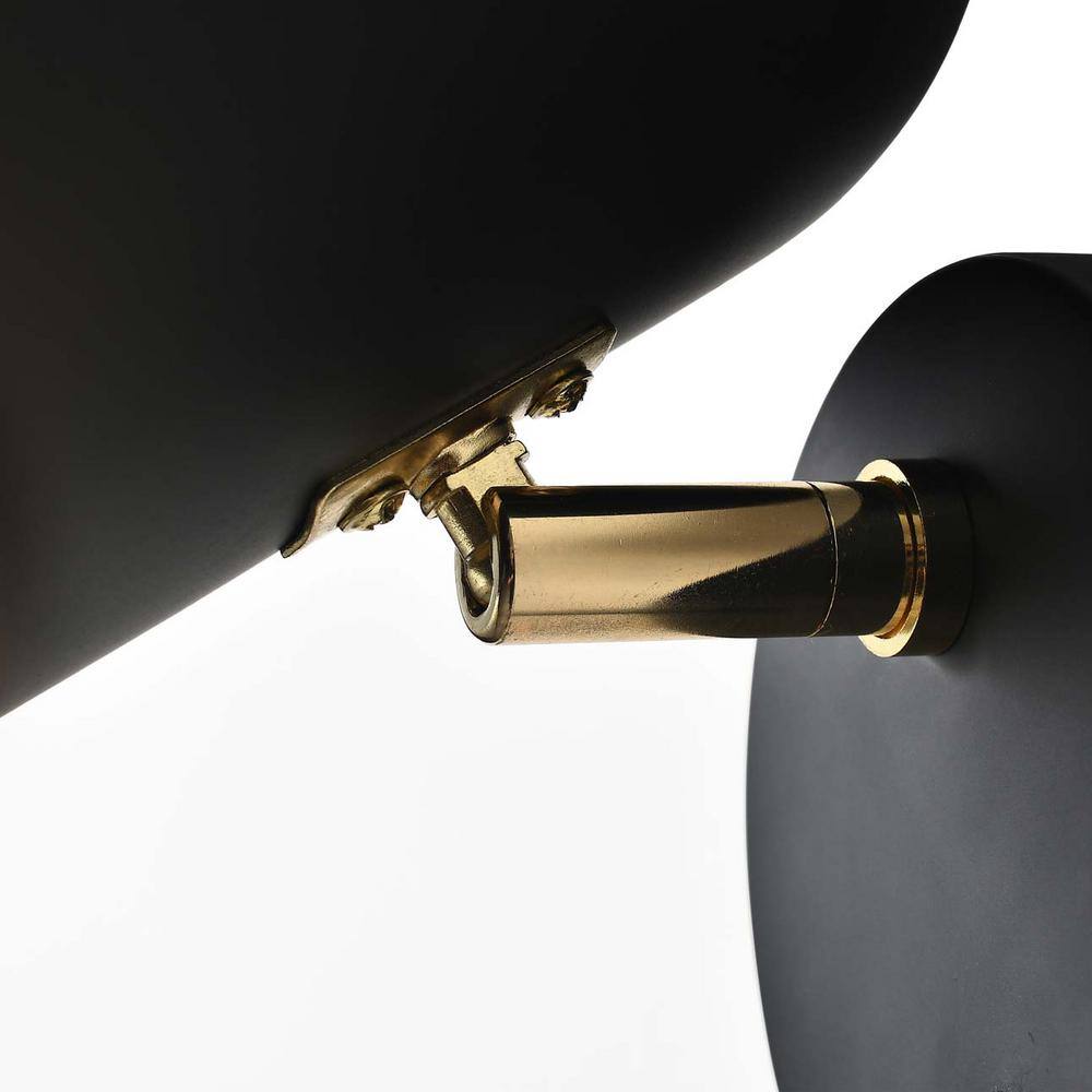 Matte Black and Brushed Brass Plug-In Wall Sconce with LED Light