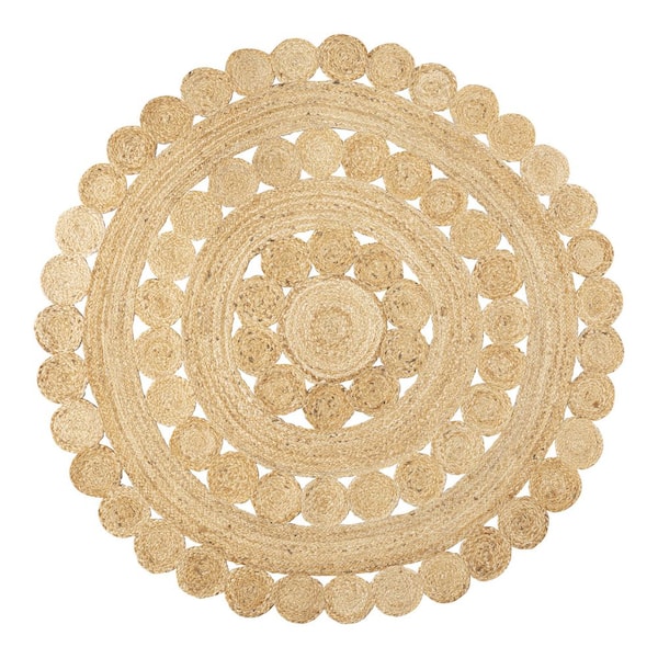 Daisy Hippy Jute Medallion Circle Natural 5 ft. Round Area Rug
